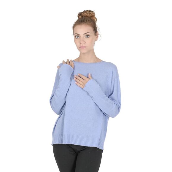 Crown of Edinburgh Cashmere Cashmere Pullover Sweater Relaxed Fit Women Sky blue - Picture 2 of 7